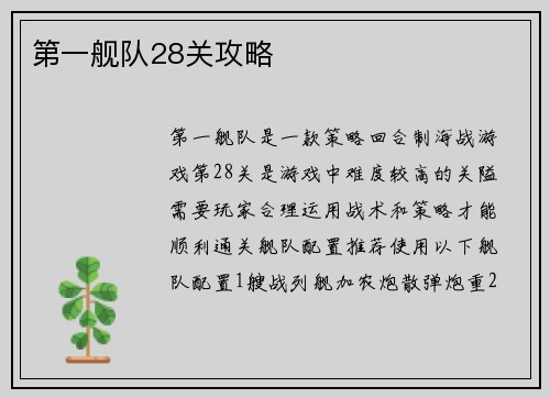 第一舰队28关攻略